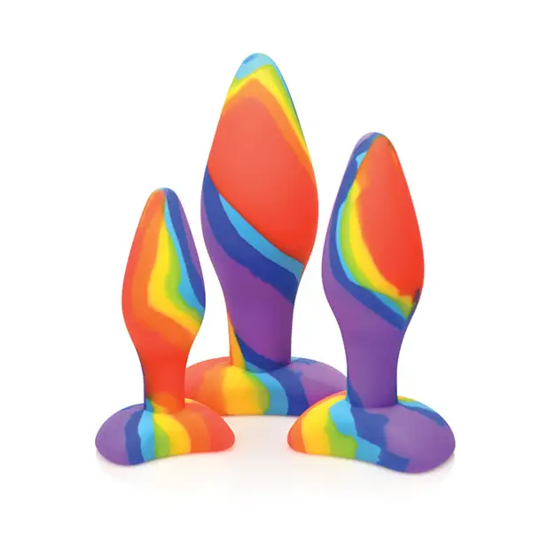 Curve Toys Simply Sweet Rainbow Silicone Butt Plug Set - Anal Products