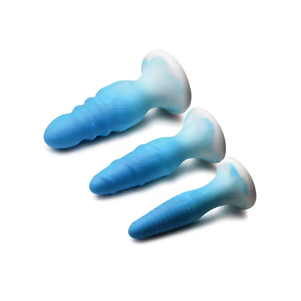 Curve Toys Simply Sweet Silicone Butt Plug Set - Blue - Anal Products