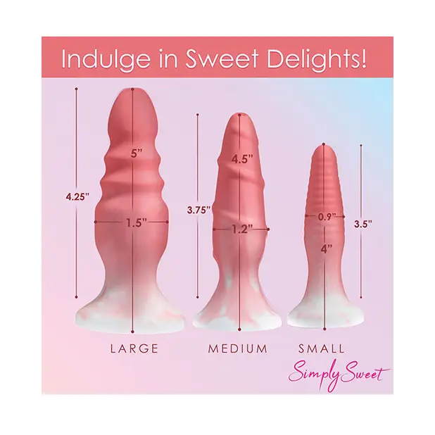 Curve Toys Simply Sweet Silicone Butt Plug Set - Pink - Anal Products