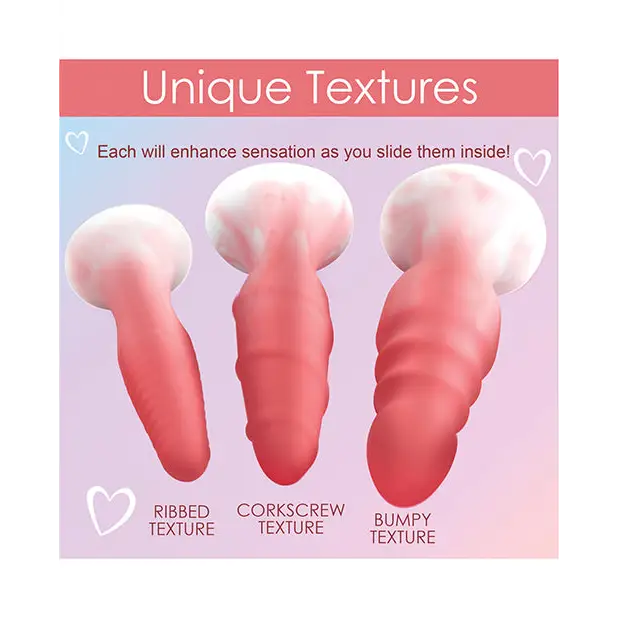 Curve Toys Simply Sweet Silicone Butt Plug Set - Pink - Anal Products
