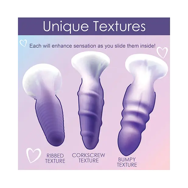 Curve Toys Simply Sweet Silicone Butt Plug Set - Purple - Anal Products