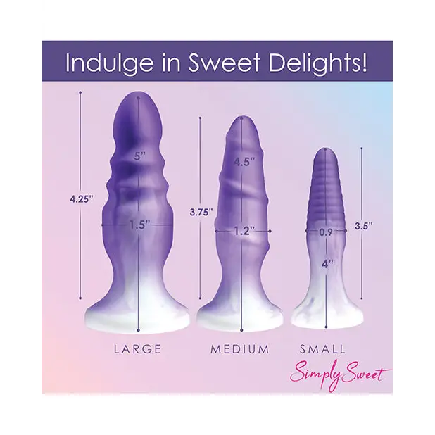 Curve Toys Simply Sweet Silicone Butt Plug Set - Purple - Anal Products