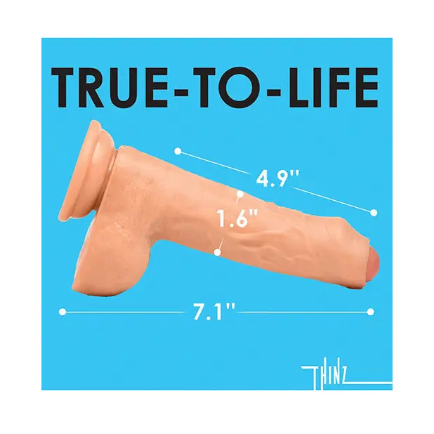 Curve Toys Thinz 7’’ Uncut Dildo w/Balls - Light