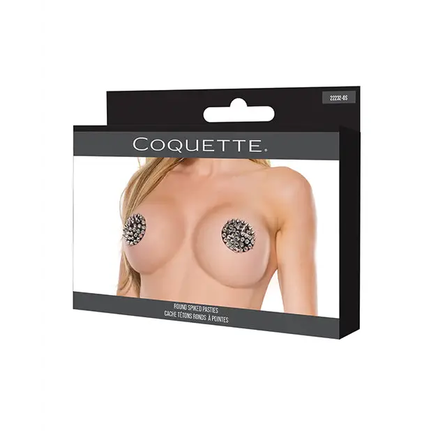 Darque Round Spiked Reusable Pasties - Black O/S - Lingerie - Packaged