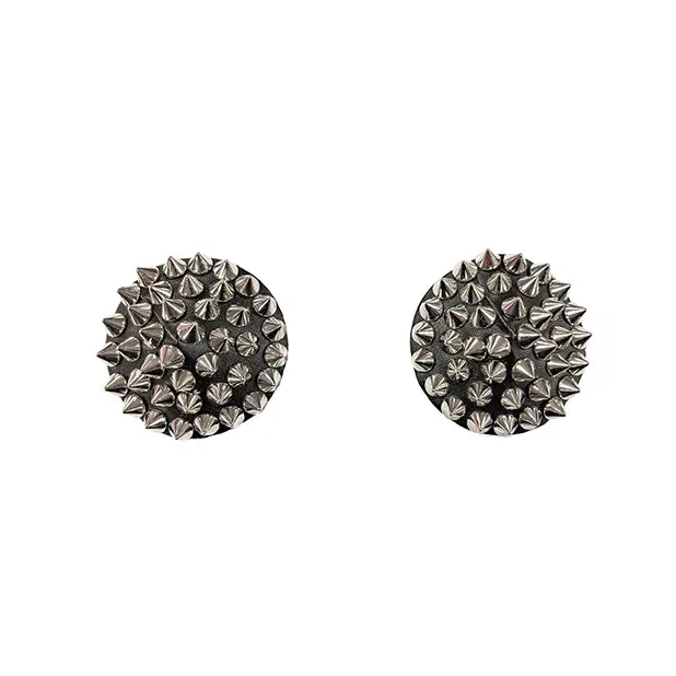 Darque Round Spiked Reusable Pasties - Black O/S - Lingerie - Packaged