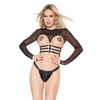 Darque Stretch Mesh Long Sleeve Open Bust Crop Top Black OS - Lingerie - Packaged