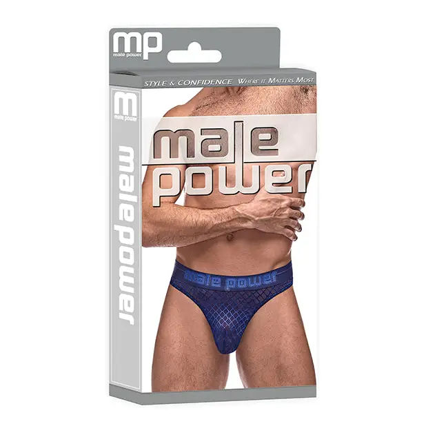 Diamond Mesh Bong Thong Blue S/M - Lingerie - Packaged