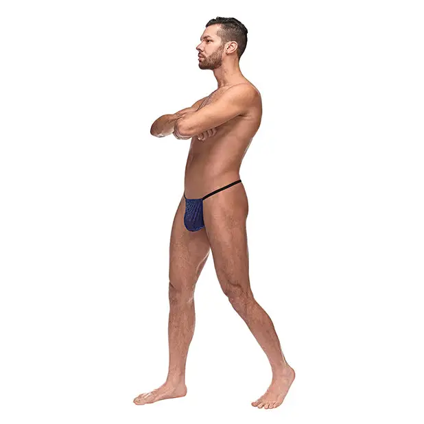 Diamond Mesh Posing Strap Blue O/S - Lingerie - Packaged