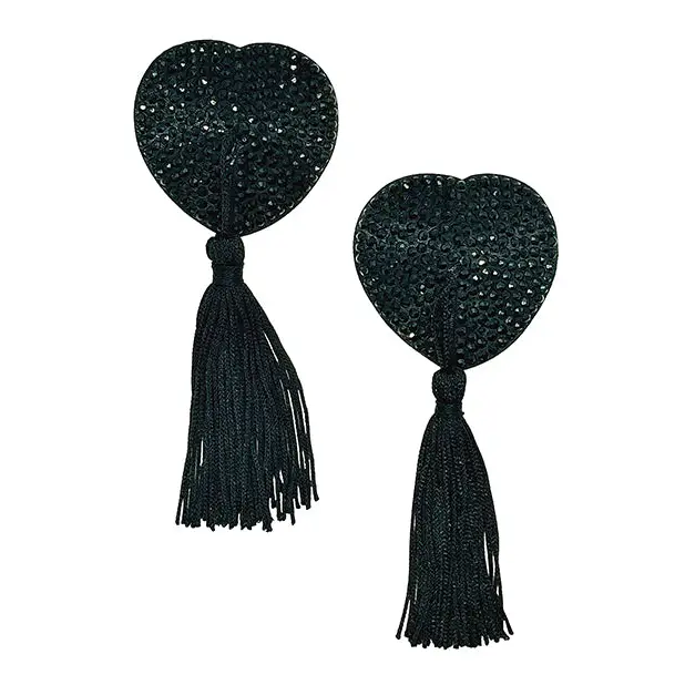Diamond Reusable Tassel Pasties - Black O/S - Lingerie - Packaged