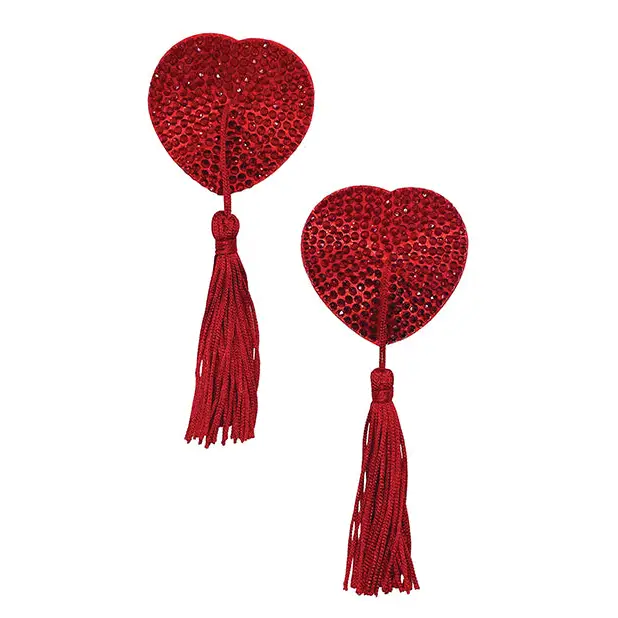 Diamond Reuseable Tassel Pasties - Red O/S - Lingerie - Packaged