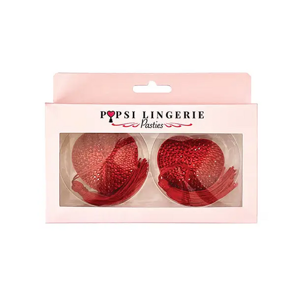 Diamond Reuseable Tassel Pasties - Red O/S - Lingerie - Packaged