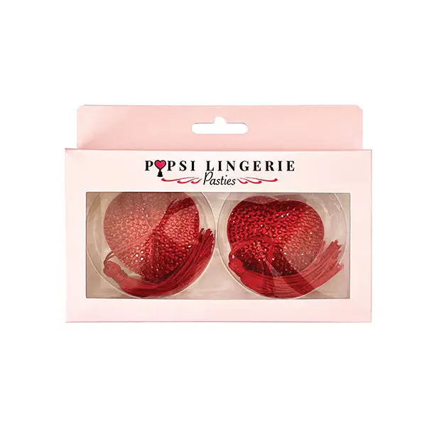 Diamond Reuseable Tassel Pasties - Red O/S - Lingerie - Packaged