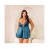 Diana Satin & Lace Babydoll w/Ring & Keyhole Detail Reflecting Pond 1X - Lingerie - Plus/Queen - Hanging