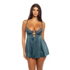 Diana Satin & Lace Babydoll w/Ring & Keyhole Detail Reflecting Pond MD - Lingerie - Hanging