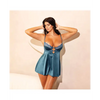 Diana Satin & Lace Babydoll w/Ring & Keyhole Detail Reflecting Pond MD - Lingerie - Hanging