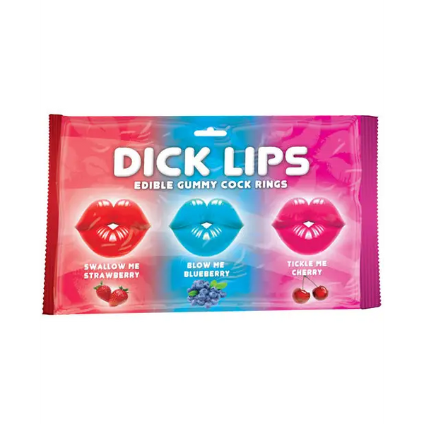 Dicklips Edible Gummy Cock Rings - Asst. Flavors Pack of 3 - Bachelorette & Party Supplies