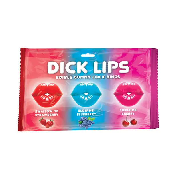 Dicklips Edible Gummy Cock Rings - Asst. Flavors Pack of 3 - Bachelorette & Party Supplies