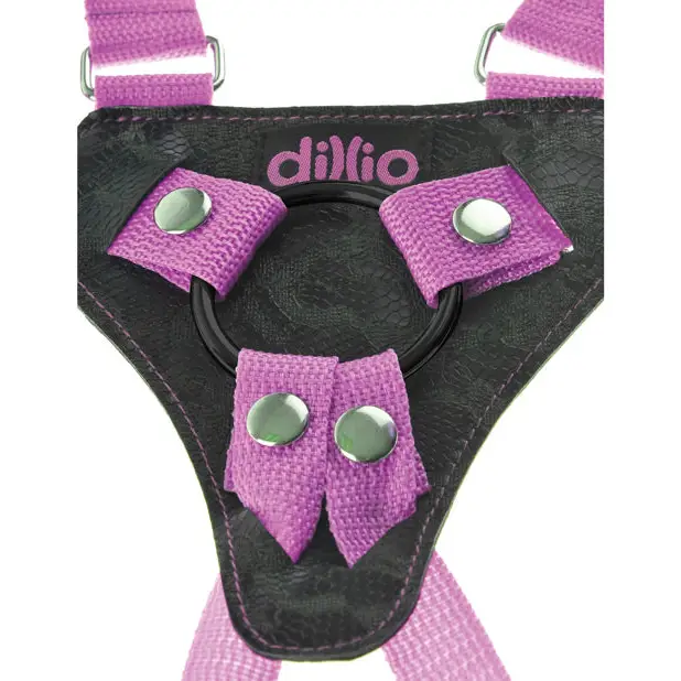 Dillio 7’’ Strap-On Suspender Harness Set - Pink - Strap Ons