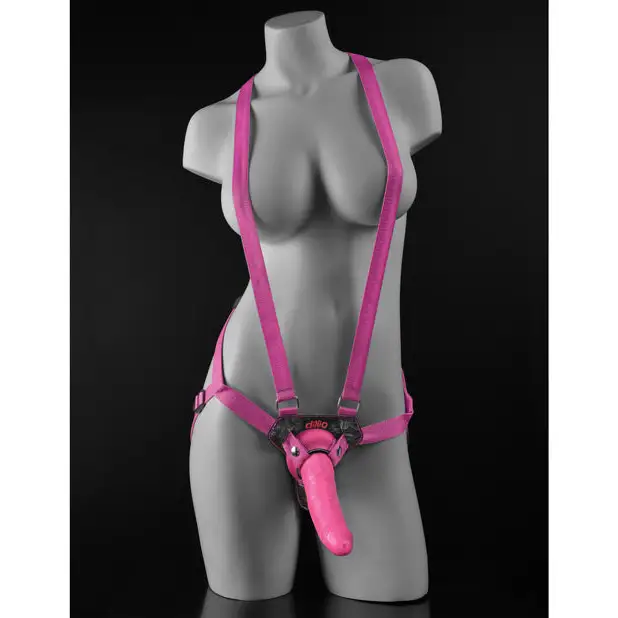 Dillio 7’’ Strap-On Suspender Harness Set - Pink - Strap Ons