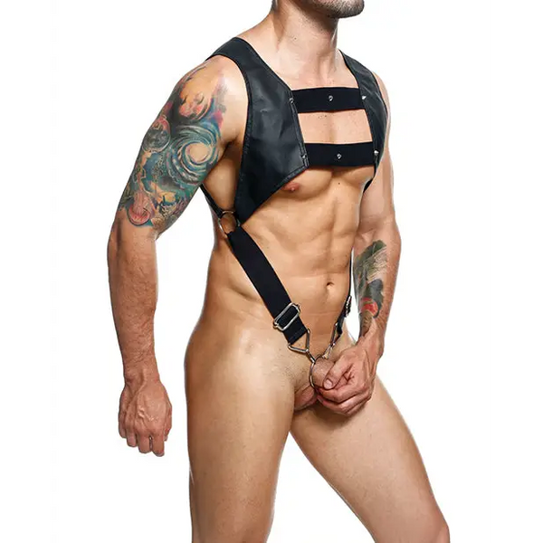Dngeon Croptop Harness Cockring Black O/S - Lingerie - Packaged