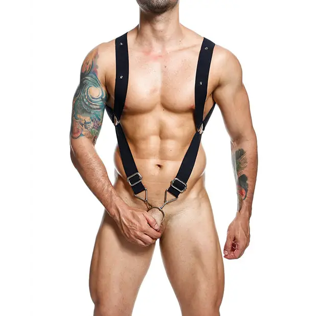 Dngeon Straight Back Harness Black O/S - Lingerie - Packaged