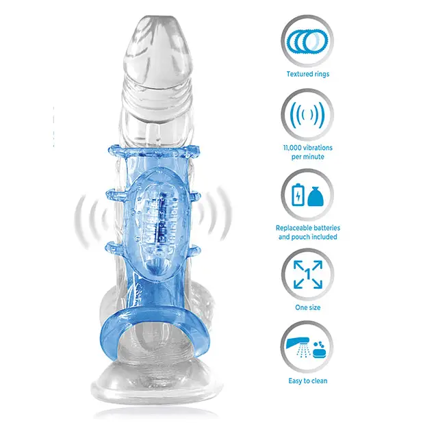 Doctor Love’s Zinger Vibrating Cock Cage - Blue - Bondage Blindfolds & Restraints