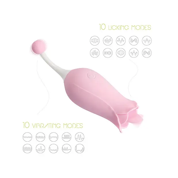 Dora Rose Toy Clit Vibrator & Tongue Licker - Pink - Stimulators