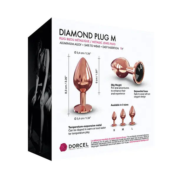 Dorcel Aluminium Bejeweled Diamond Plug - Rose Gold Medium - Anal Products