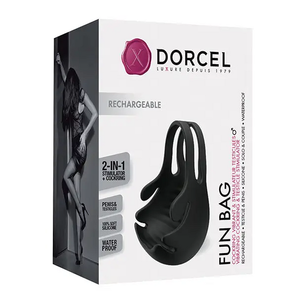 Dorcel Fun Bag Testicle Vibrator - Black - Penis Enhancement