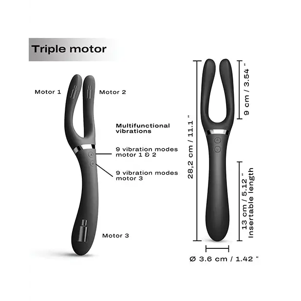 Dorcel Infinite Joy Bendable Forked Vibrator - Black - Stimulators