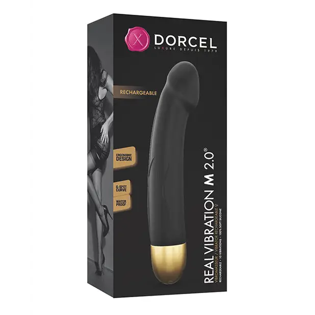 Dorcel Real Vibration M 8.6’’ Rechargeable Vibrator 2.0 - Black/Gold - Vibrators