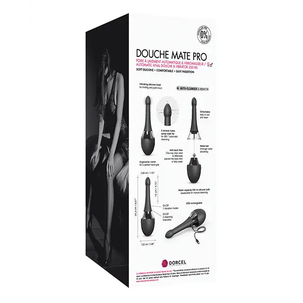 Dorcel Vibrating Douche Mate Pro - Black/Silver - Anal Products