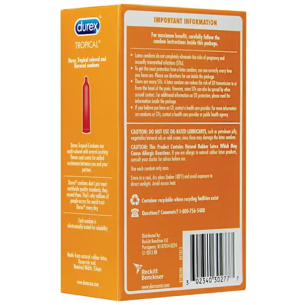 Durex Tropical Color & Scents Condoms - Box of 12 - Condoms