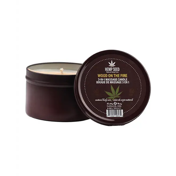 Earthly Body 2023 Holiday 3 in 1 Massage Candle - 6 oz Wood On The Fire - Holiday