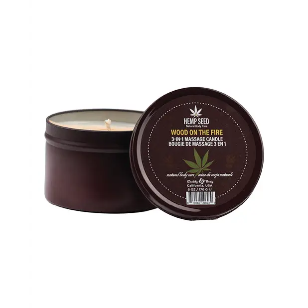 Earthly Body 2023 Holiday 3 in 1 Massage Candle - 6 oz Wood On The Fire - Holiday