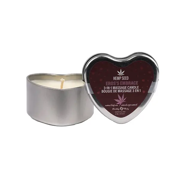 Earthly Body 3 in 1 Massage Heart Candle - 4 oz Eros Embrace - Setting The Mood