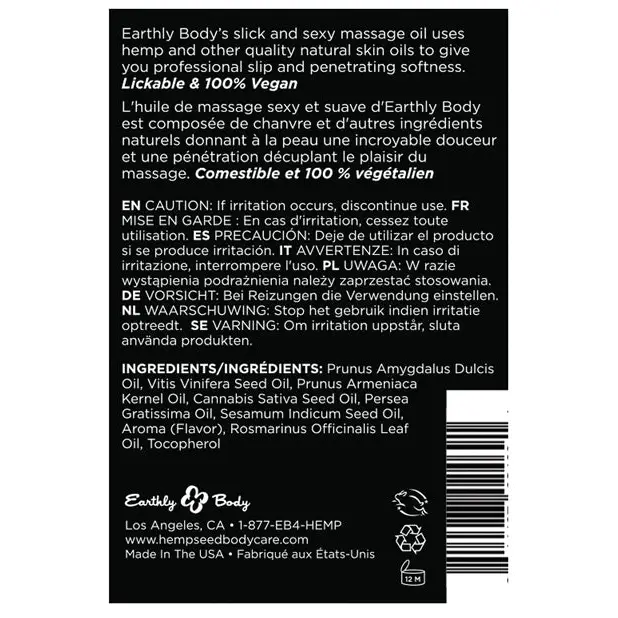 Earthly Body Edible Massage Oil - 8 oz Mango - Massage Products