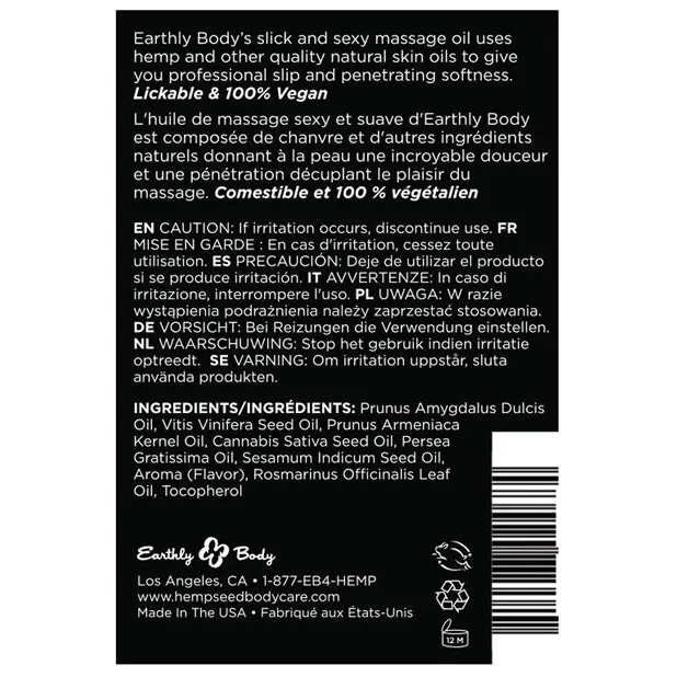 Earthly Body Edible Massage Oil - 8 oz Pineapple - Massage Products