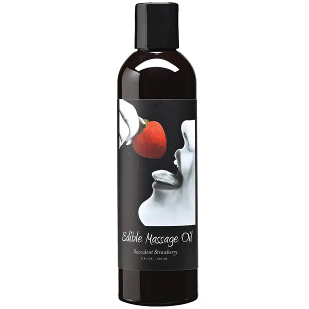 Earthly Body Edible Massage Oil - 8 oz Strawberry - Massage Products