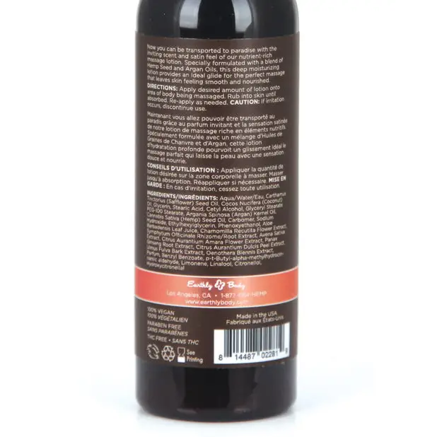 Earthly Body Hemp Seed Massage Lotion - 2 oz Isle - Massage Products