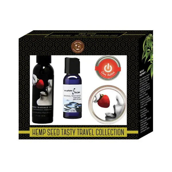 Earthly Body Hemp Seed Tasty Travel Collection - Strawberry - Setting The Mood