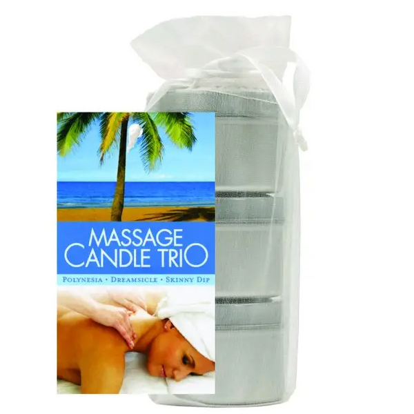 Earthly Body Massage Candle Trio Gift Bag - 2 oz Skinny Dip Dreamsicle & Guavalva - Setting The Mood