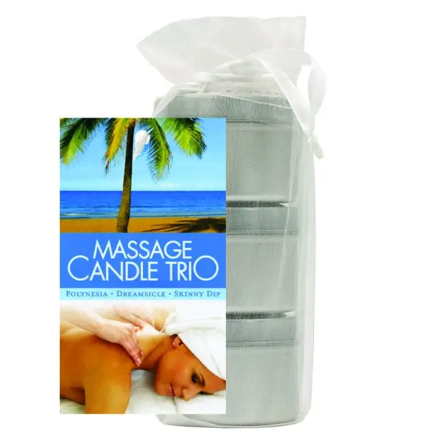 Earthly Body Massage Candle Trio Gift Bag - 2 oz Skinny Dip Dreamsicle & Guavalva - Setting The Mood