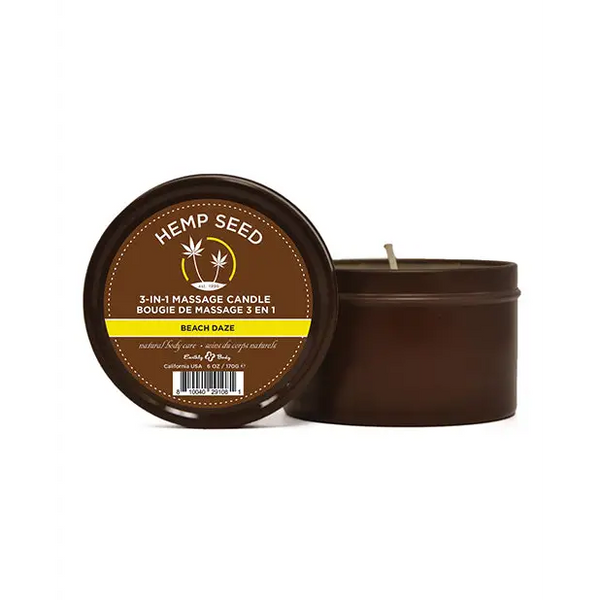 Earthly Body Suntouched Hemp Candle - 6 oz Round Tin Beach Daze - Setting The Mood