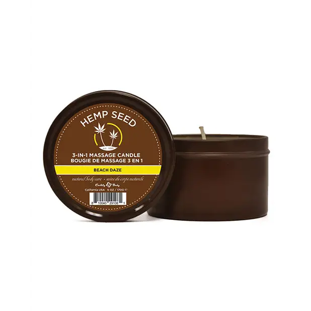 Earthly Body Suntouched Hemp Candle - 6 oz Round Tin Beach Daze - Setting The Mood