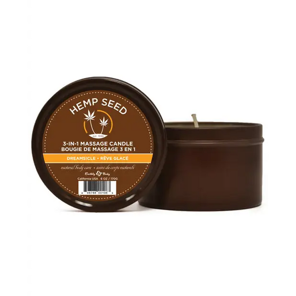 Earthly Body Suntouched Hemp Candle - 6 oz Round Tin Dreamsicle - Setting The Mood