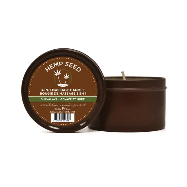 Earthly Body Suntouched Hemp Candle - 6 oz Round Tin Guavalava - Setting The Mood