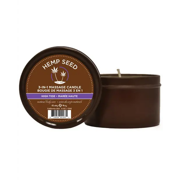 Earthly Body Suntouched Hemp Candle - 6 oz Round Tin High Tide - Setting The Mood