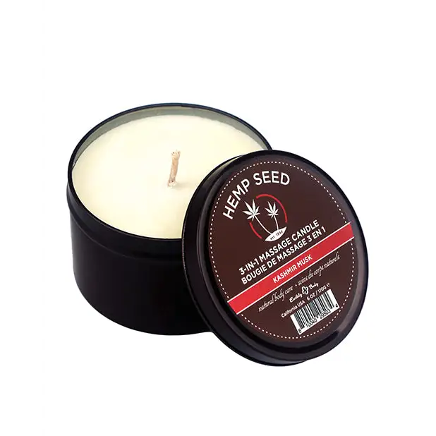 Earthly Body Suntouched Hemp Candle - 6 oz Round Tin Kashmir Musk - Setting The Mood