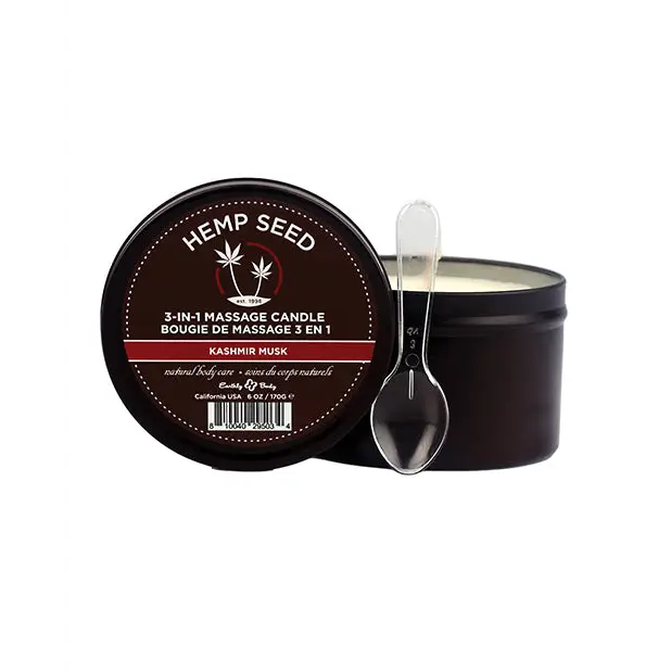 Earthly Body Suntouched Hemp Candle - 6 oz Round Tin Kashmir Musk - Setting The Mood